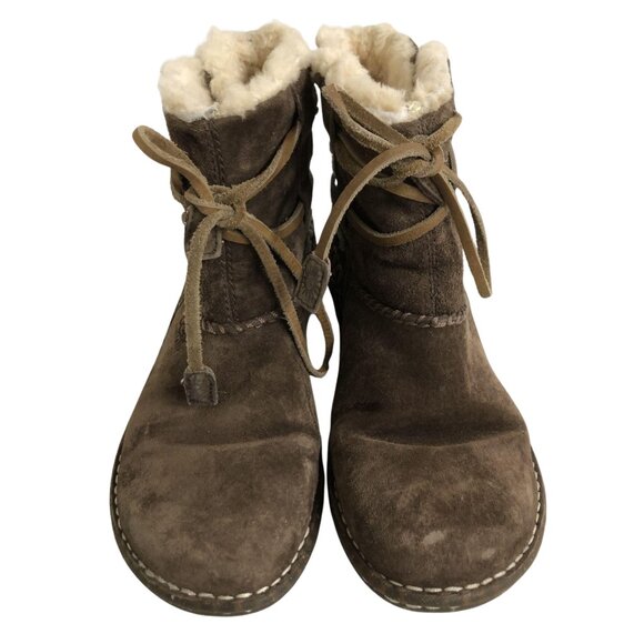 UGG Australia Cove Ankle Boots Size: 7 Brown Lace Up Shearling Suede S/N 5178 - Picture 4 of 6